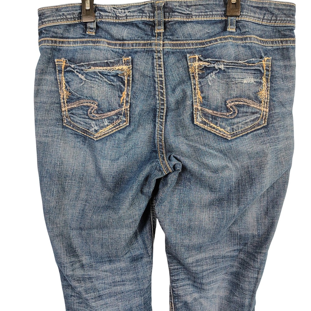Silver Jeans Womens SZ 16 Elyse Capri Blue Denim Distressed Y2K Boho Western